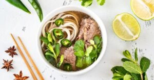 (bowl of beef pho)